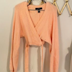 Pink front or back tie sweater